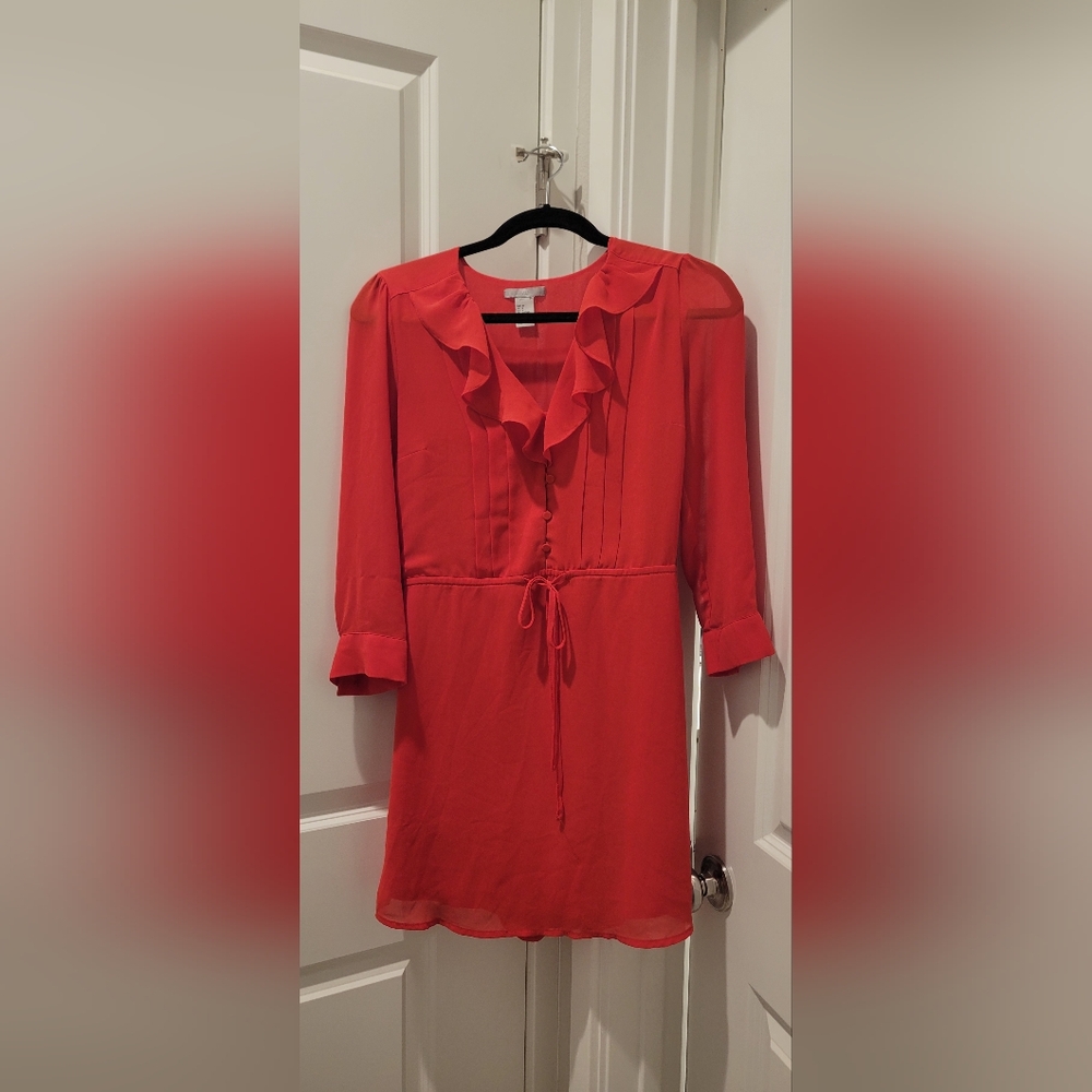 Vibrant Red Long Sleeve Dress